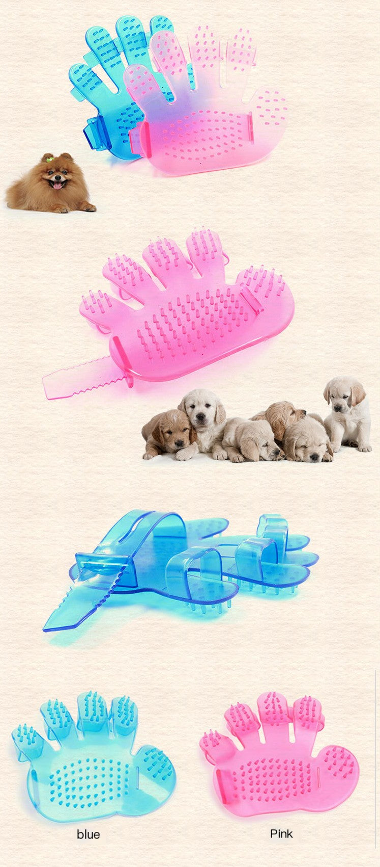 Pet Grooming Glove Brush – 5-Finger Deshedding & Massage Tool for Dogs & Cats